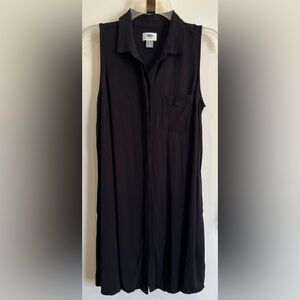 Old Navy Size Small Black Button Front Sleeveless Shirt Dress